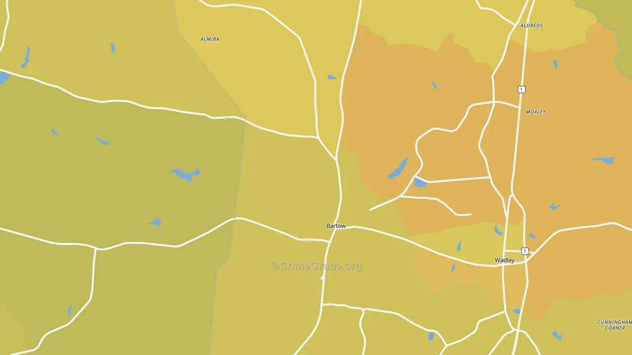 Bartow, GA Map of Vehicle Theft Rates