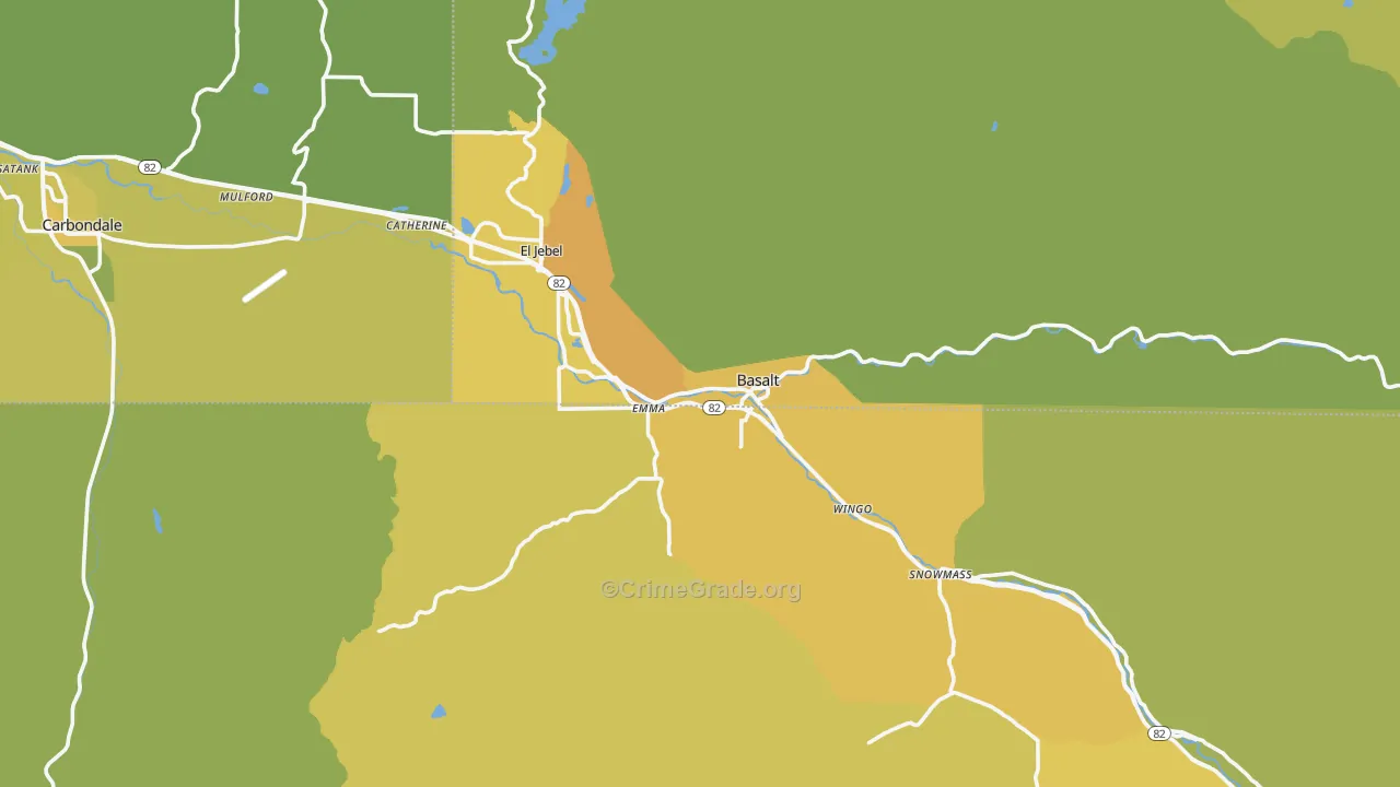 Basalt, CO Map of Vehicle Theft Rates