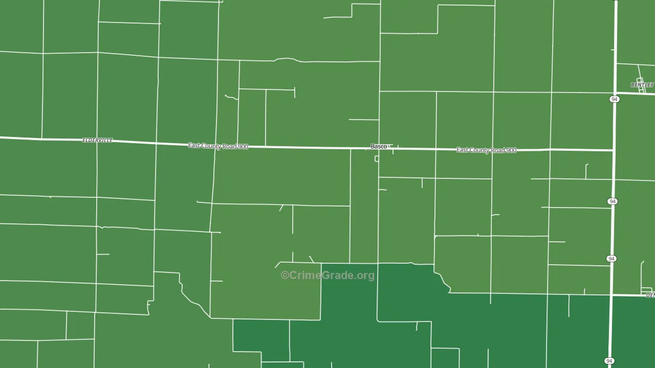 Basco, IL Map of Vehicle Theft Rates