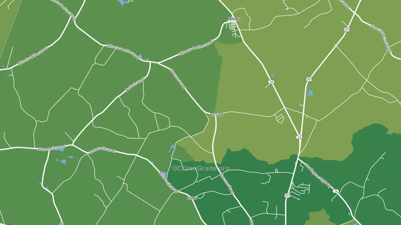 Bascom, GA Map of Vehicle Theft Rates