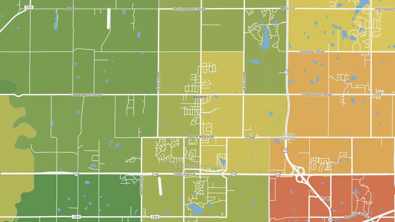 Basehor, KS Map of Vehicle Theft Rates
