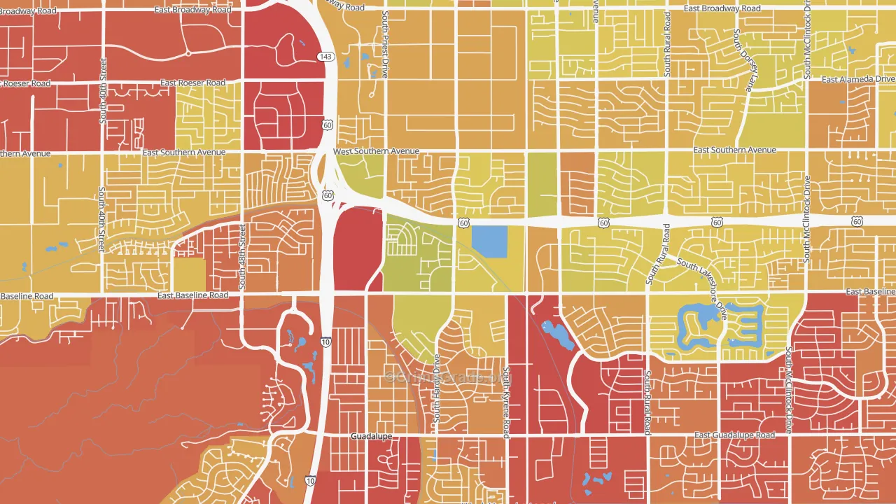 Baseline-Hardy, Tempe, AZ Map of Vehicle Theft Rates