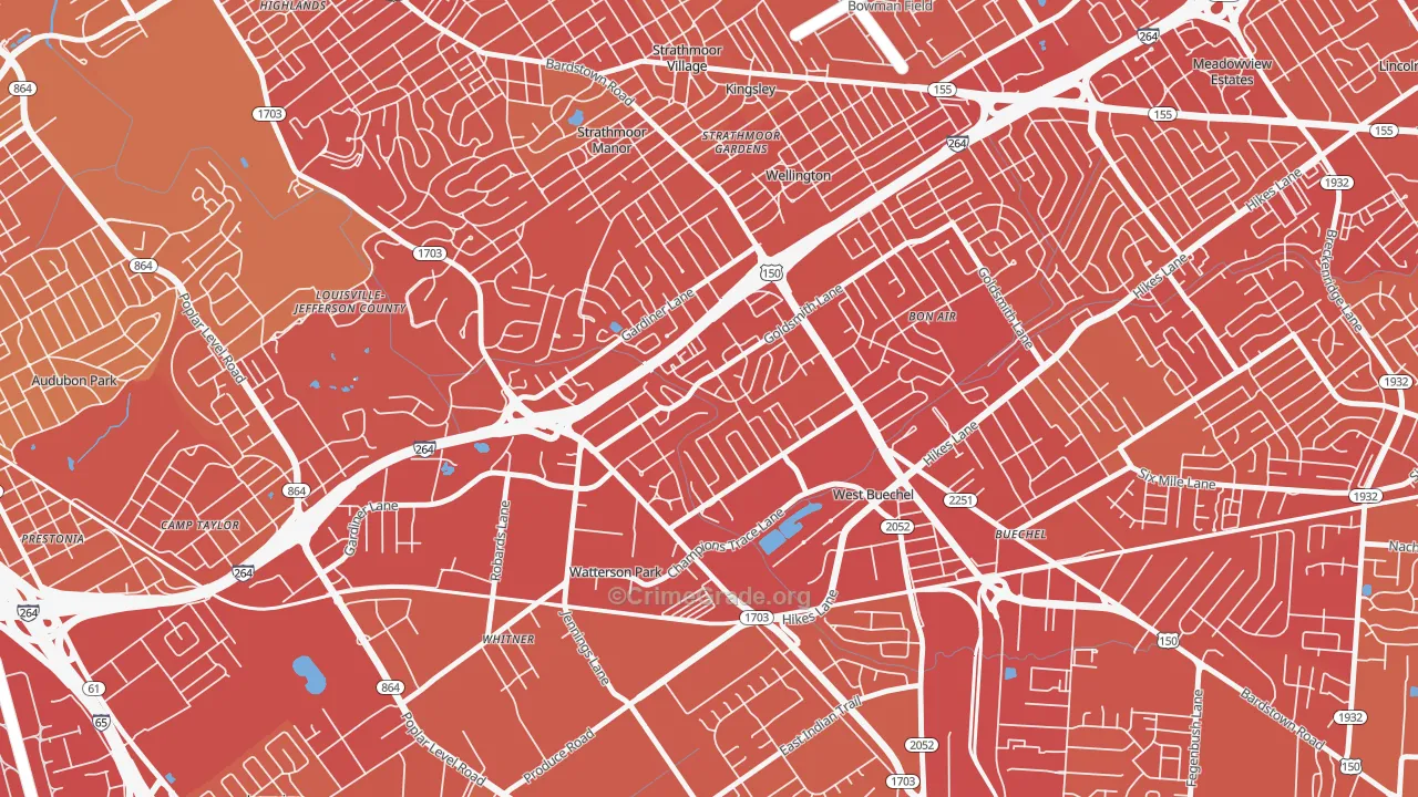 Bashford Manor, Louisville, KY Map of Vehicle Theft Rates