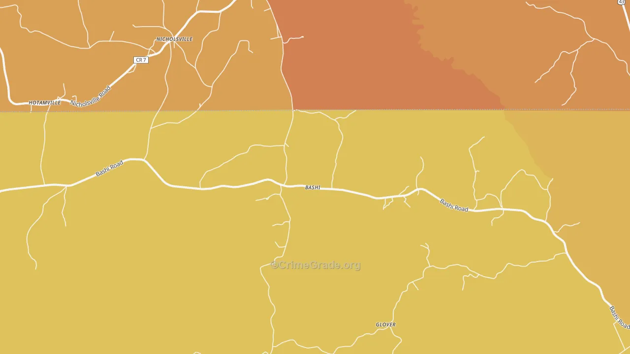 Bashi, AL Map of Vehicle Theft Rates