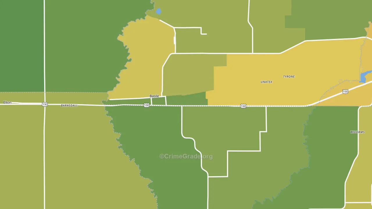Basile, LA Map of Vehicle Theft Rates