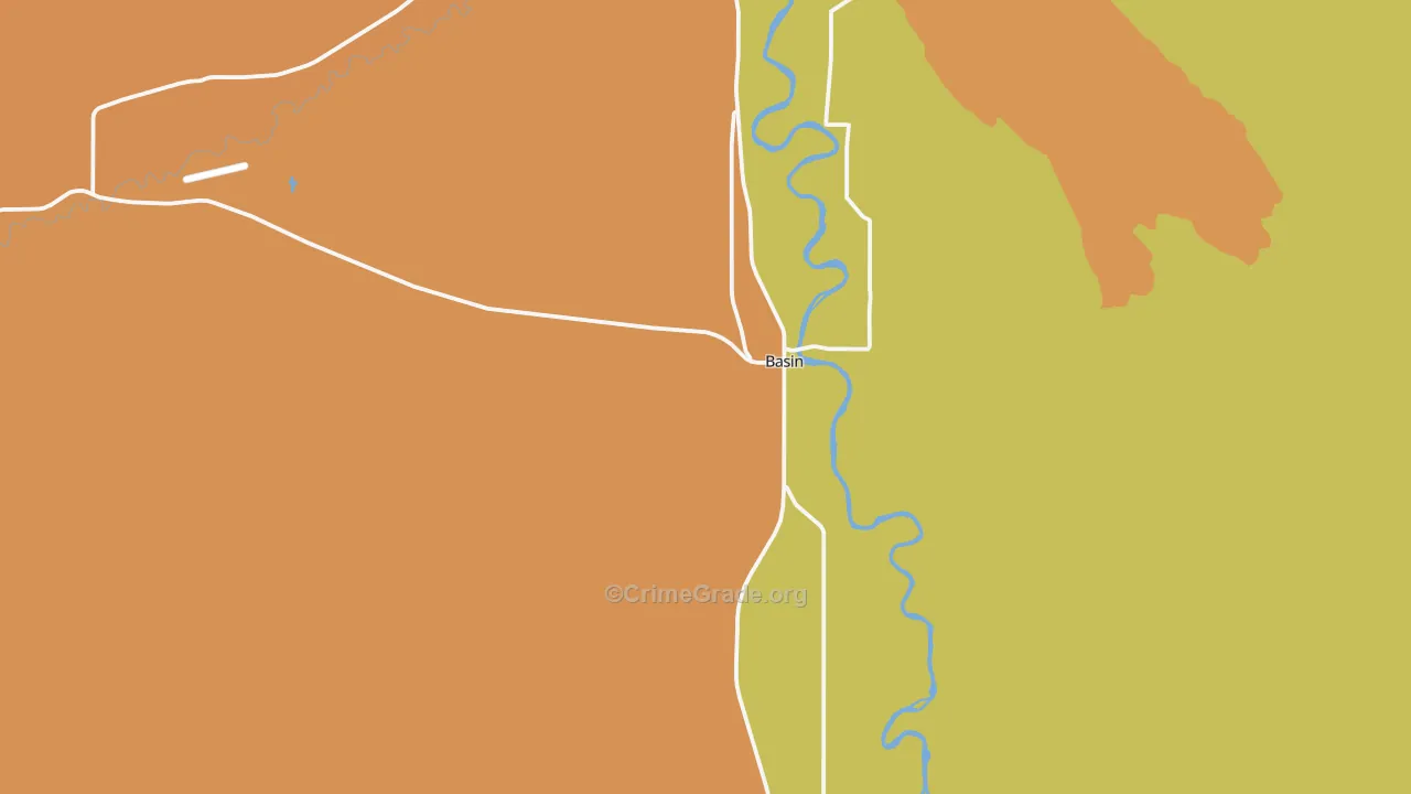 Basin, WY Map of Vehicle Theft Rates