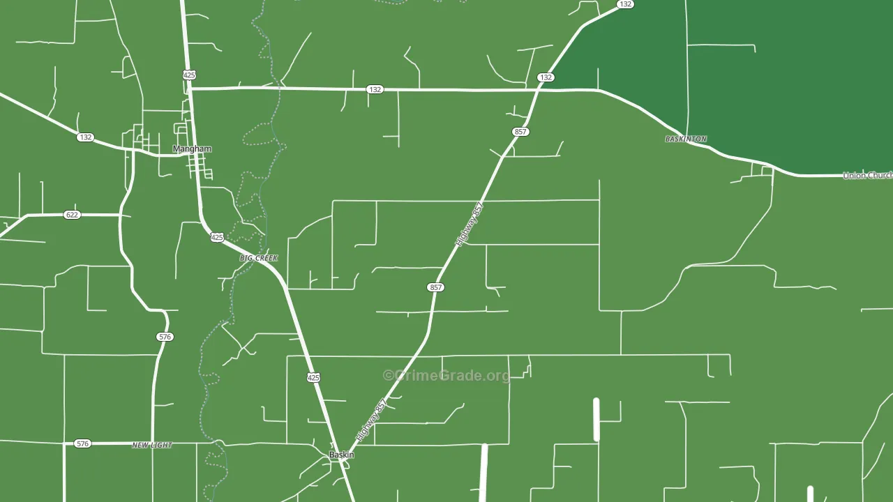 Baskin, LA Map of Vehicle Theft Rates