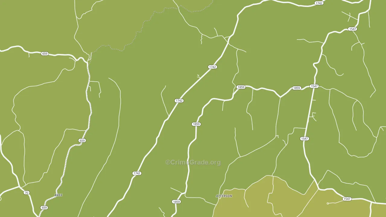 Bass, KY Map of Vehicle Theft Rates