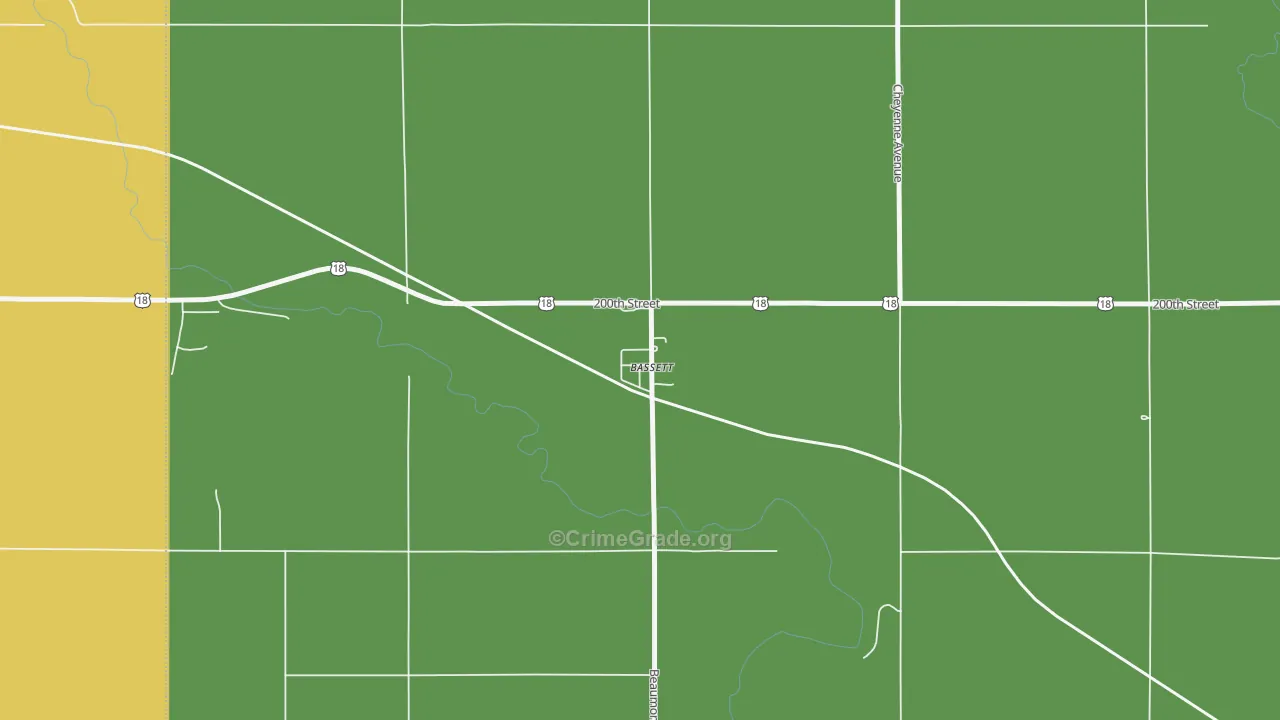 Bassett, IA Map of Vehicle Theft Rates