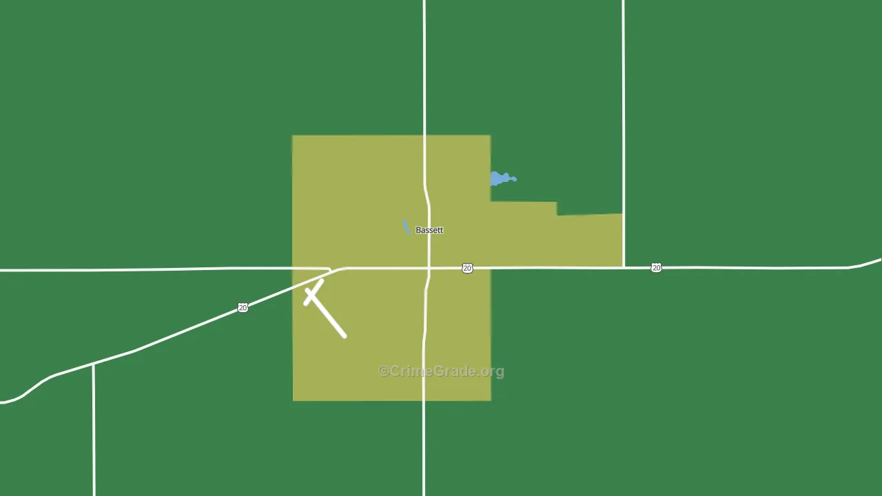 Bassett, NE Map of Vehicle Theft Rates