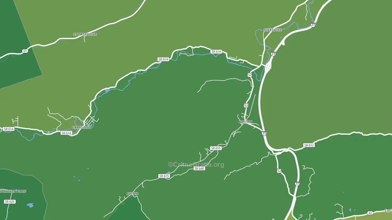 Bastian, VA Map of Vehicle Theft Rates