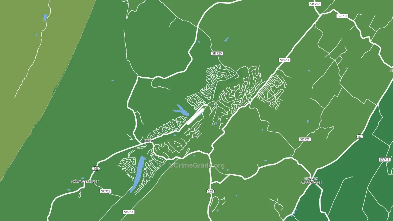 Basye, VA Map of Vehicle Theft Rates
