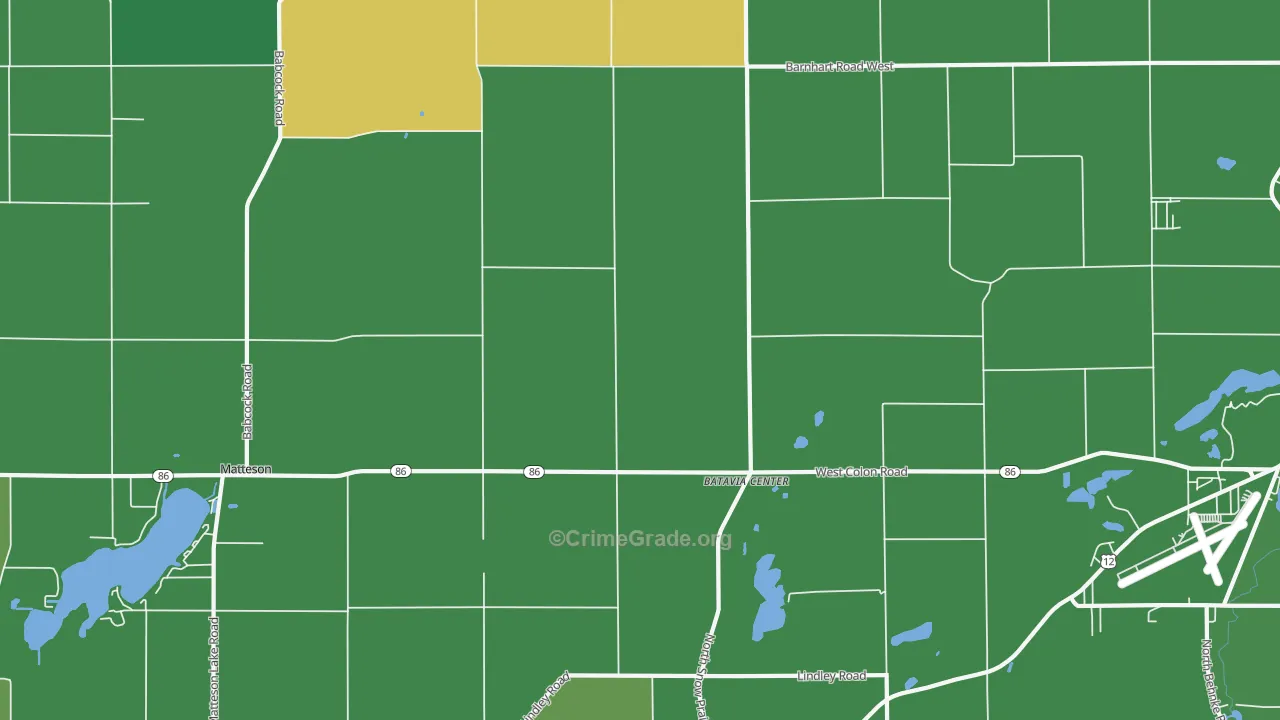 Batavia Center, MI Map of Vehicle Theft Rates