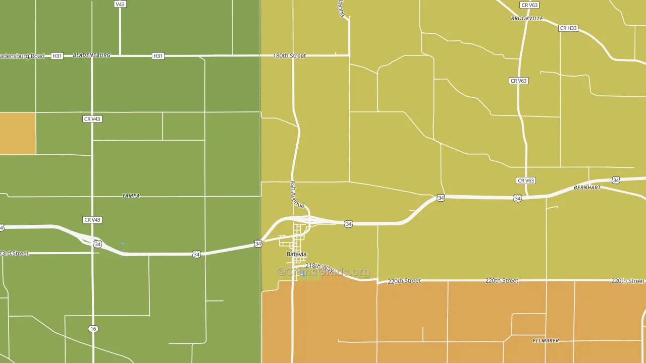 Batavia, IA Map of Vehicle Theft Rates