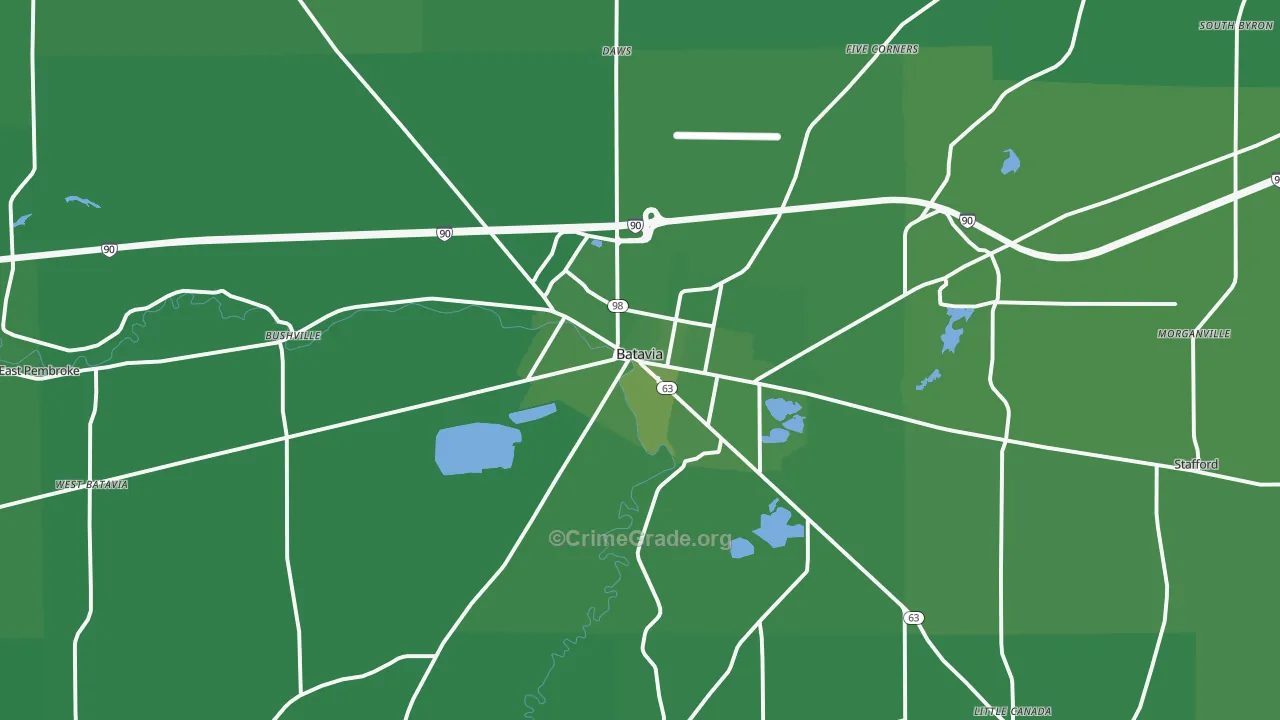 Batavia, NY Map of Vehicle Theft Rates