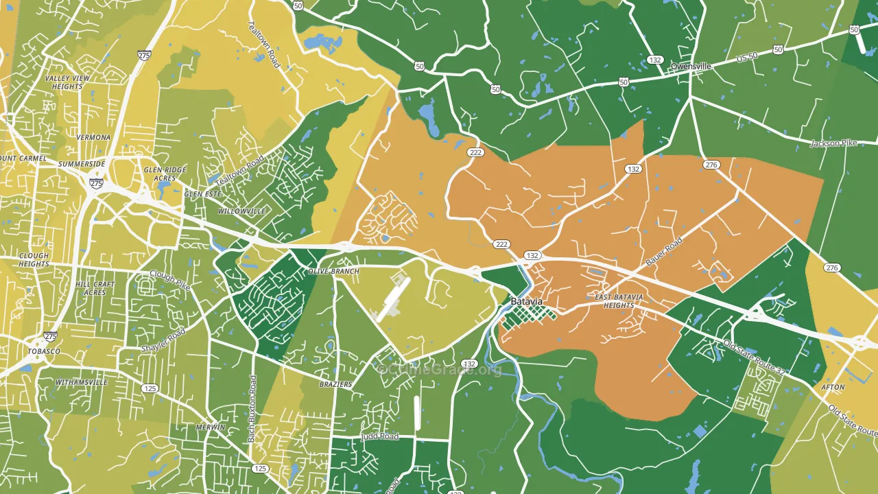 Batavia, OH Map of Vehicle Theft Rates