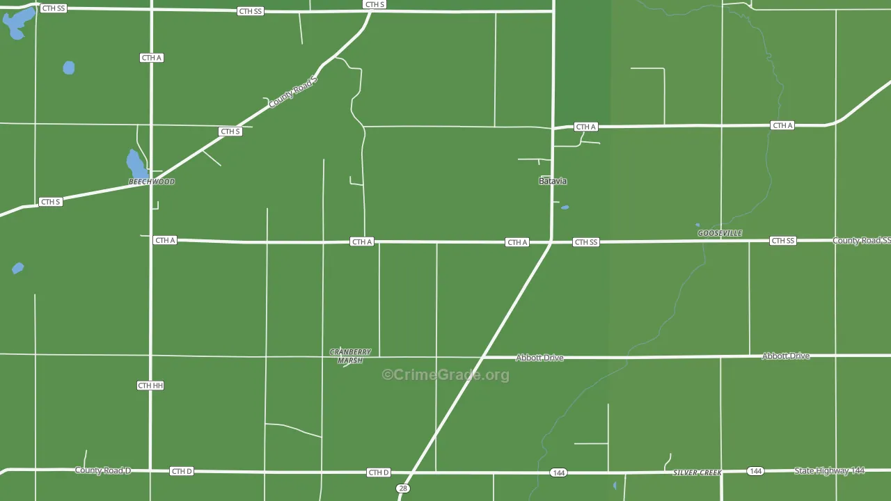 Batavia, WI Map of Vehicle Theft Rates