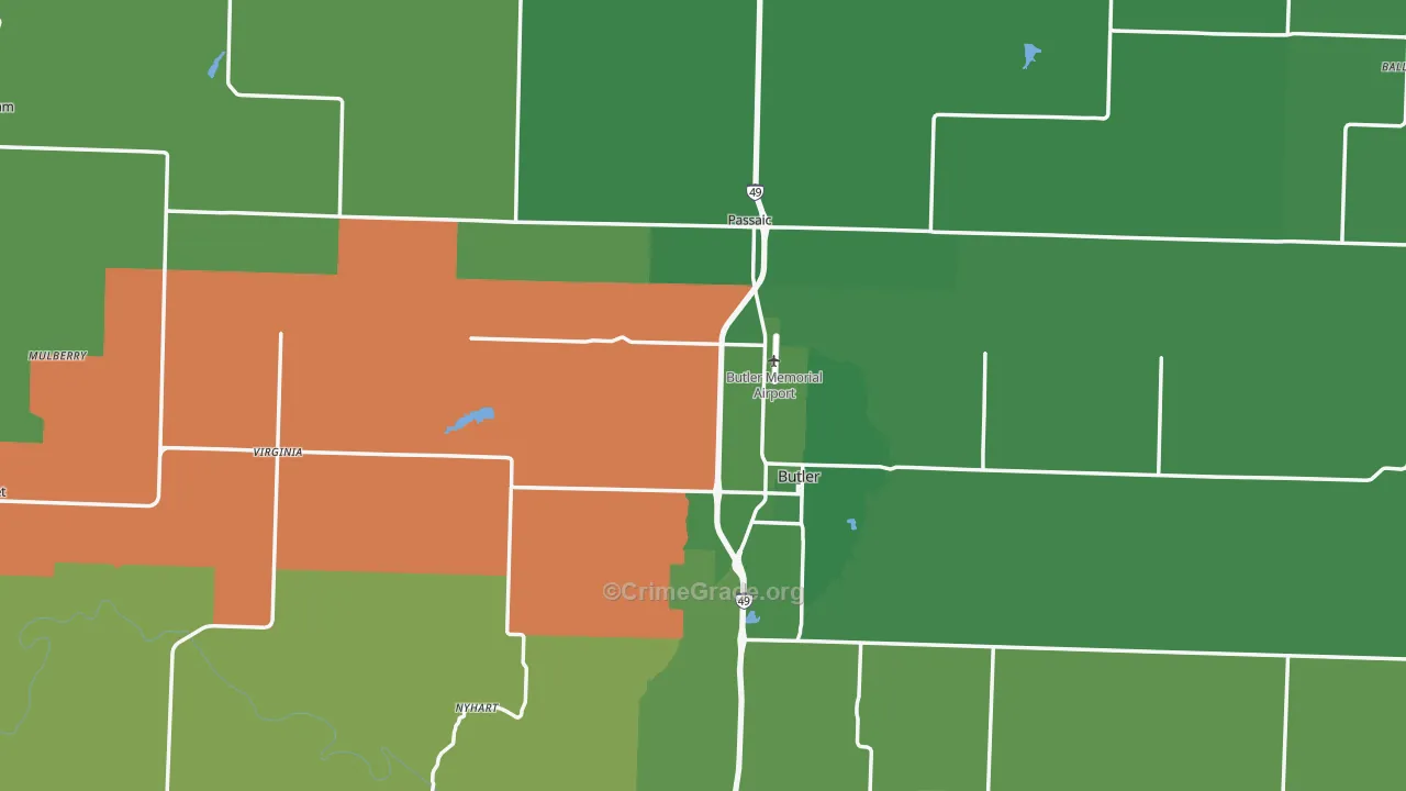 Bates County, MO Map of Vehicle Theft Rates