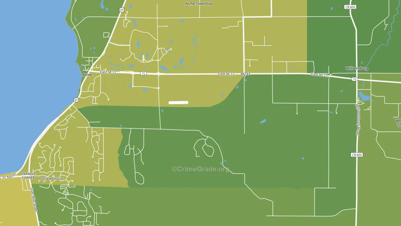 Bates, MI Map of Vehicle Theft Rates