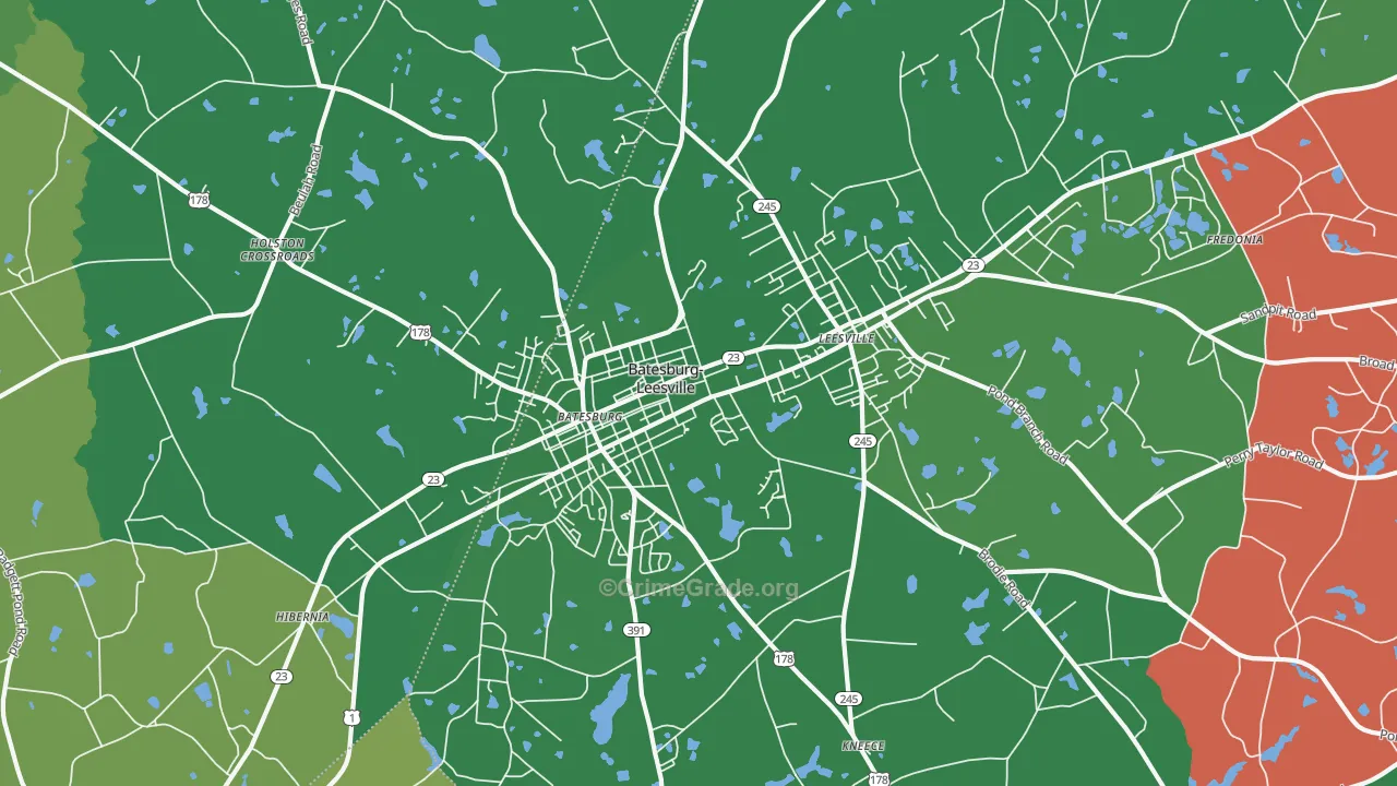 Batesburg-Leesville, SC Map of Vehicle Theft Rates