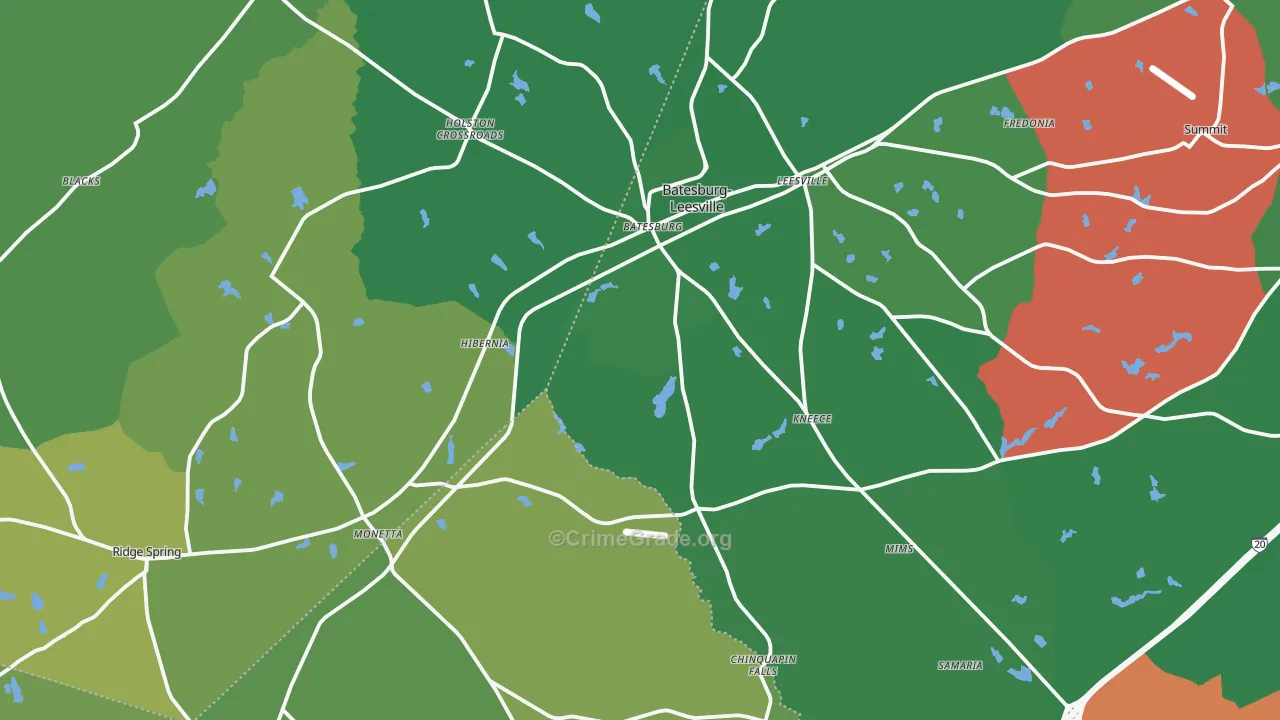 Batesburg, SC Map of Vehicle Theft Rates