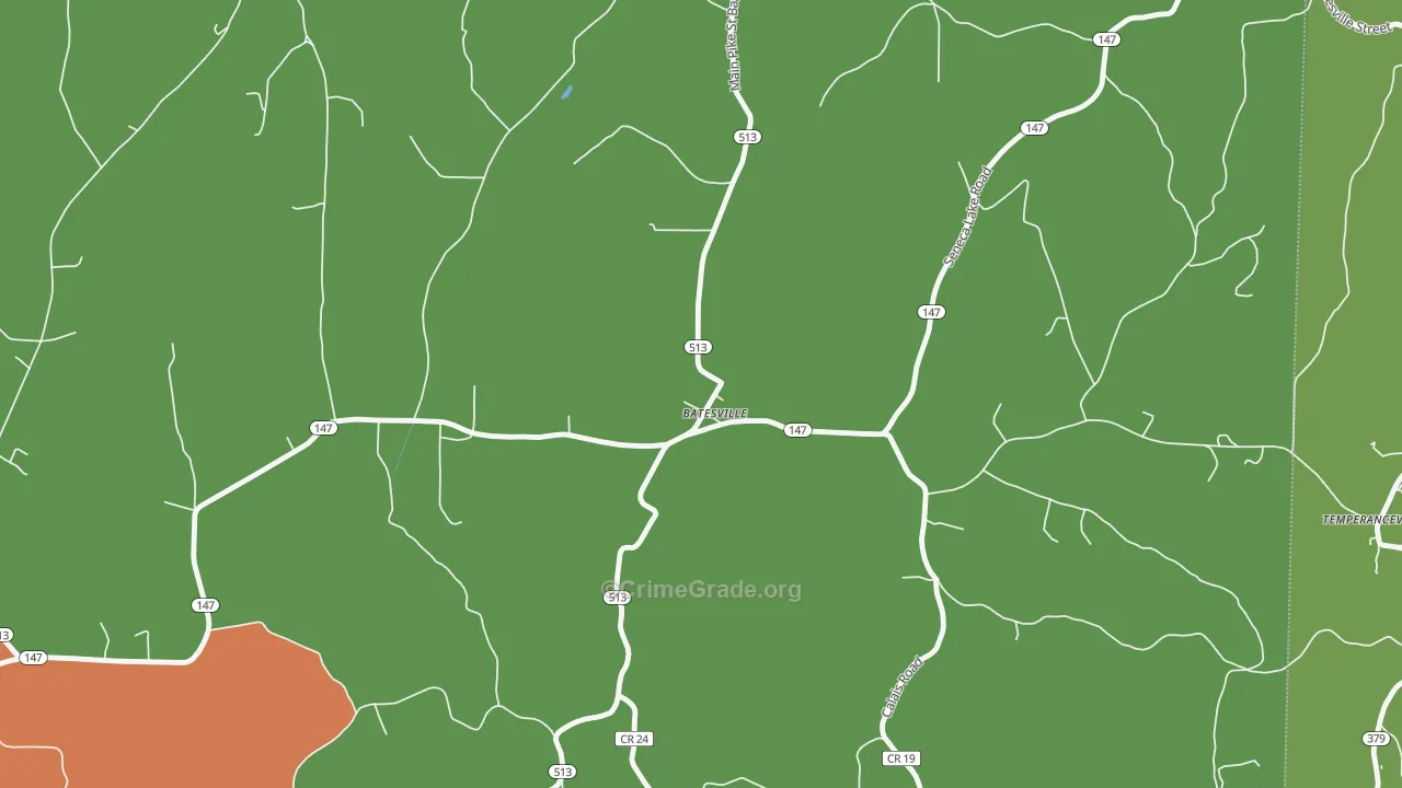 Batesville, OH Map of Vehicle Theft Rates