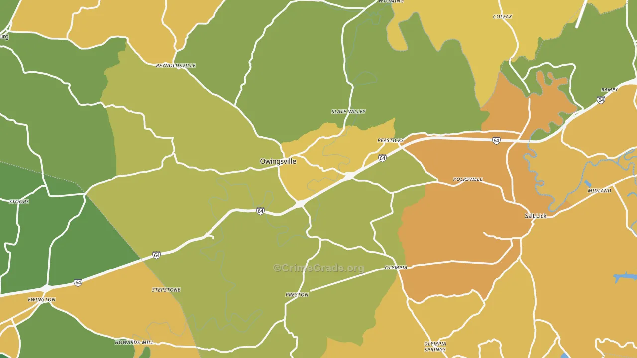 Bath County, KY Map of Vehicle Theft Rates