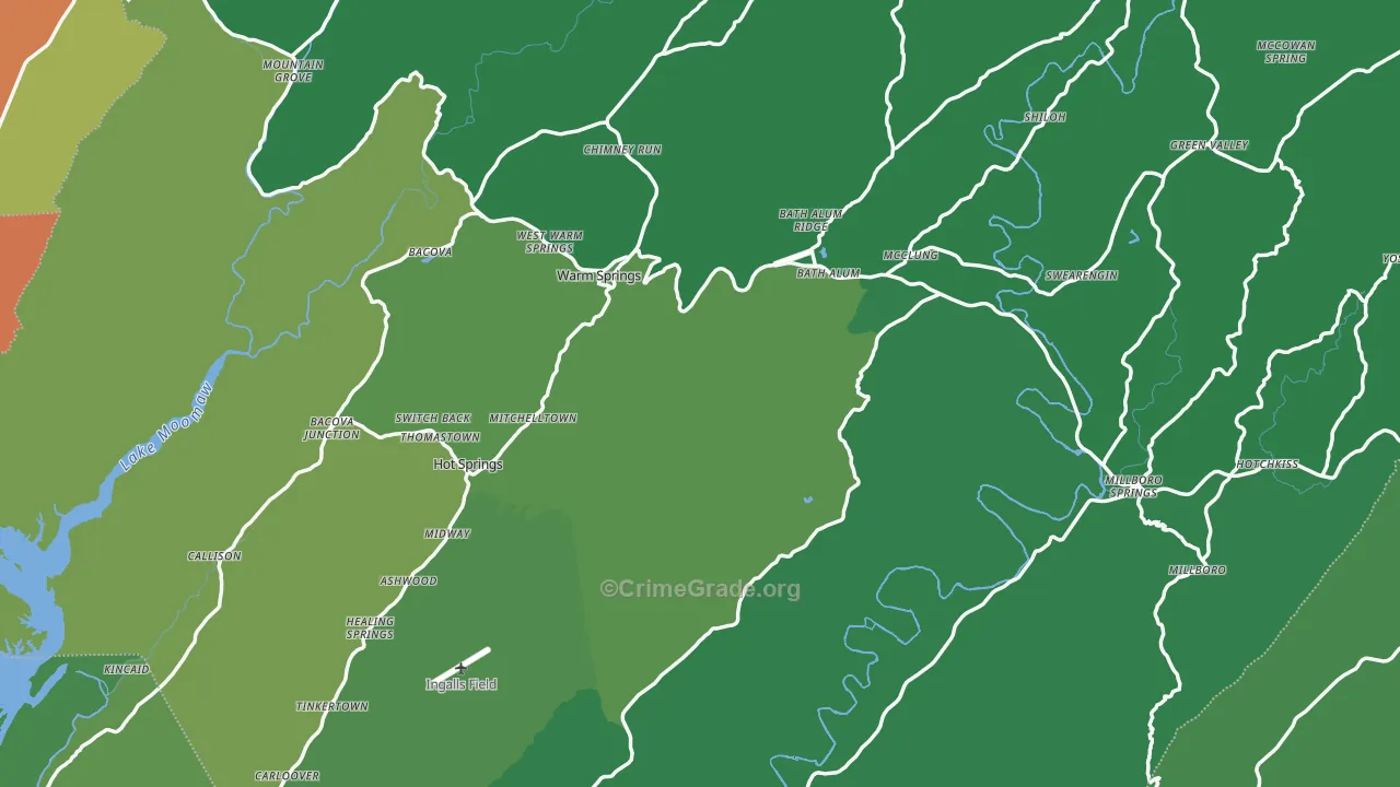 Bath County, VA Map of Vehicle Theft Rates