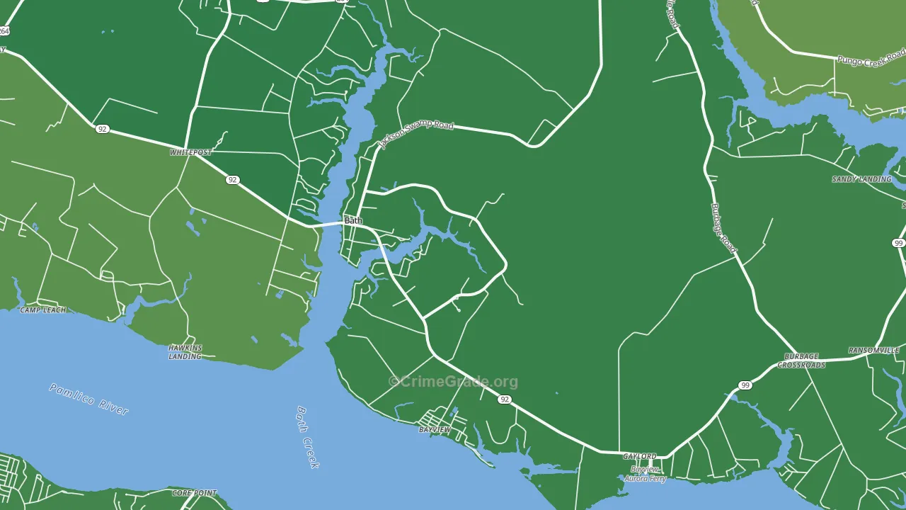 Bath, NC Map of Vehicle Theft Rates