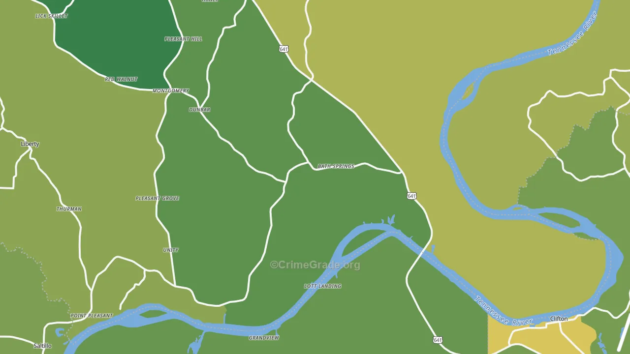 Bath Springs, TN Map of Vehicle Theft Rates