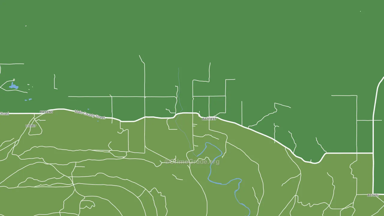 Battiest, OK Map of Vehicle Theft Rates