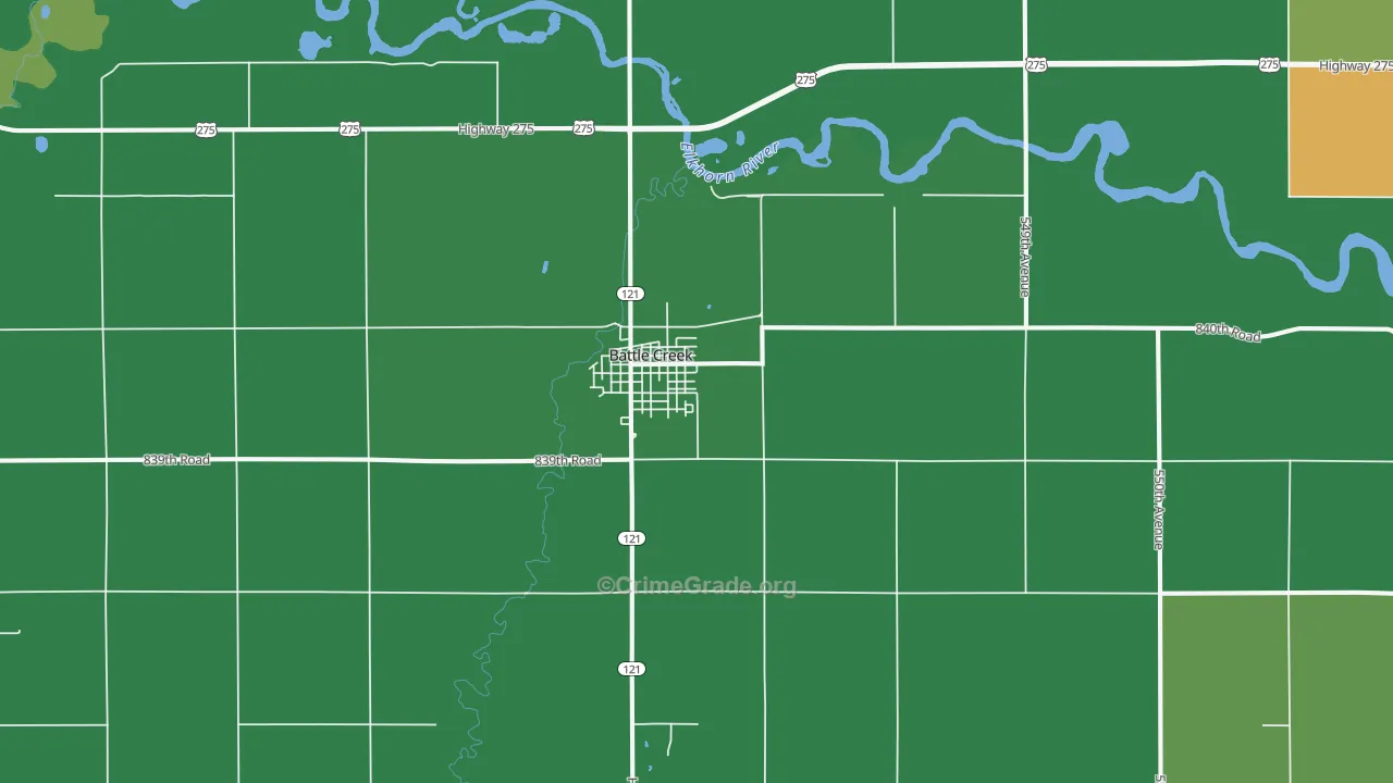 Battle Creek, NE Map of Vehicle Theft Rates