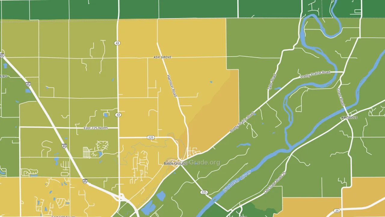 Battle Ground, IN Map of Vehicle Theft Rates