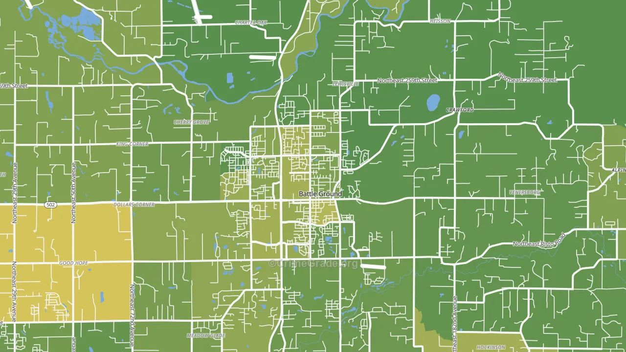 Battle Ground, WA Map of Vehicle Theft Rates