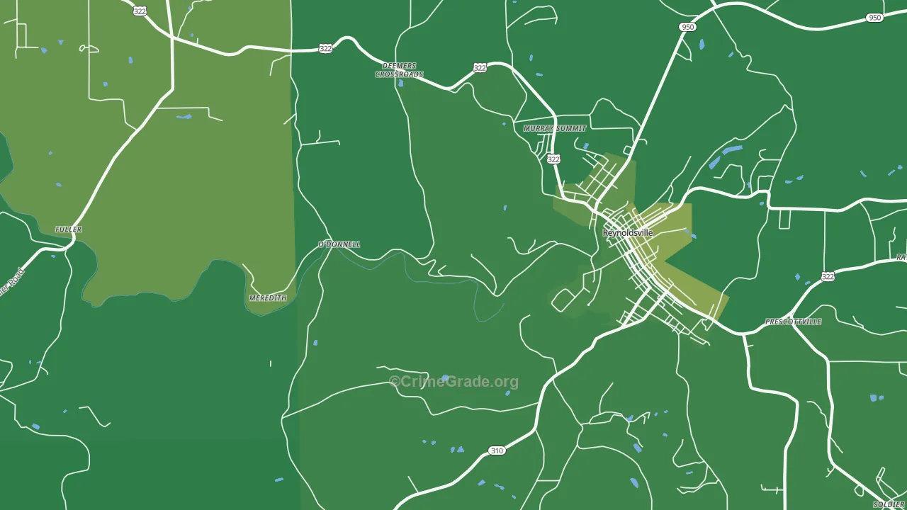 Battle Hollow, PA Map of Vehicle Theft Rates