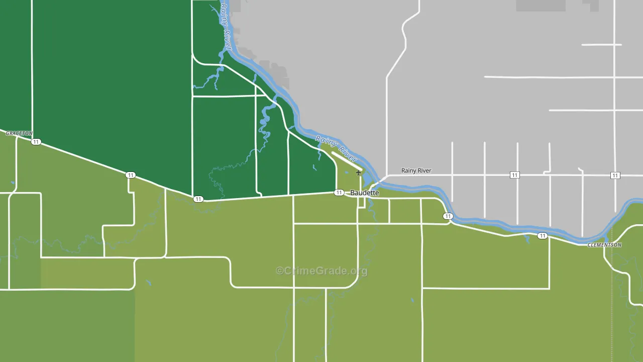 Baudette, MN Map of Vehicle Theft Rates