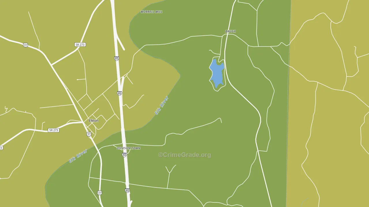 Baugh, TN Map of Vehicle Theft Rates