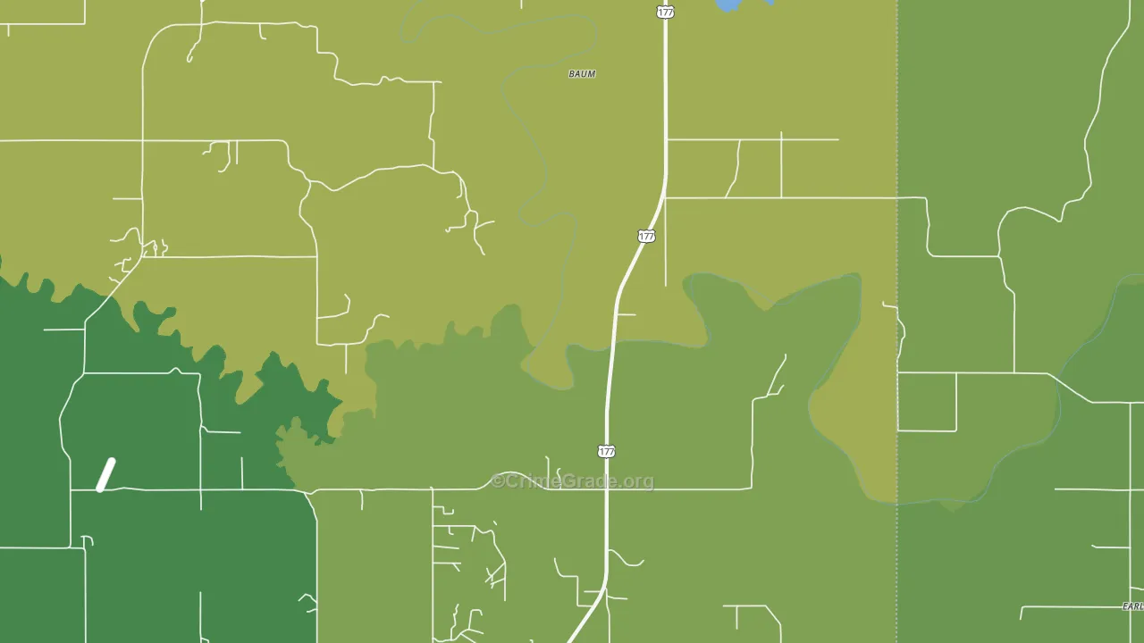 Baum, OK Map of Vehicle Theft Rates