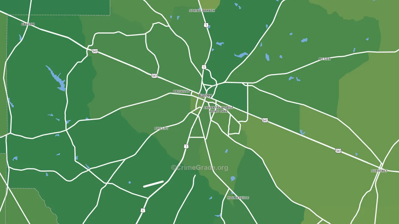 Baxley, GA Map of Vehicle Theft Rates