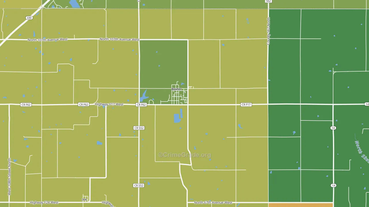 Baxter, IA Map of Vehicle Theft Rates