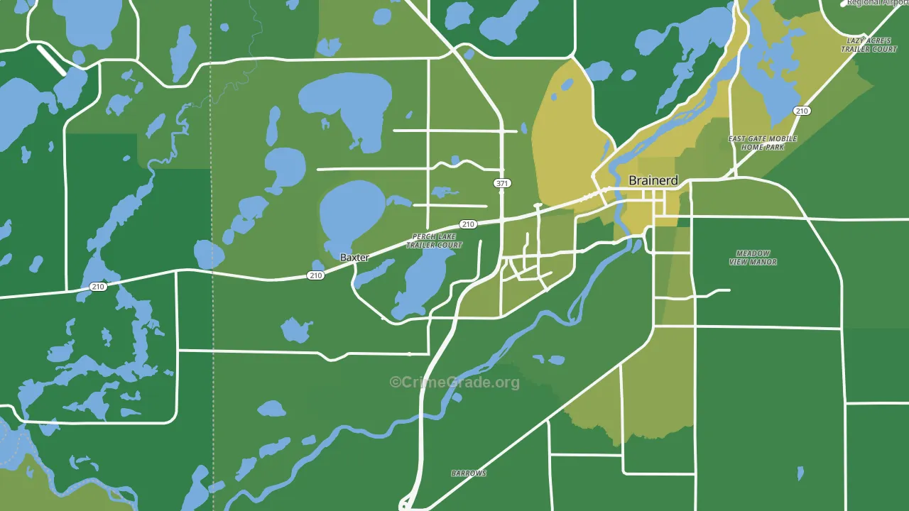 Baxter, MN Map of Vehicle Theft Rates
