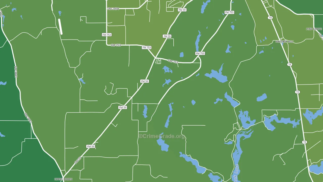 Baxter, TX Map of Vehicle Theft Rates