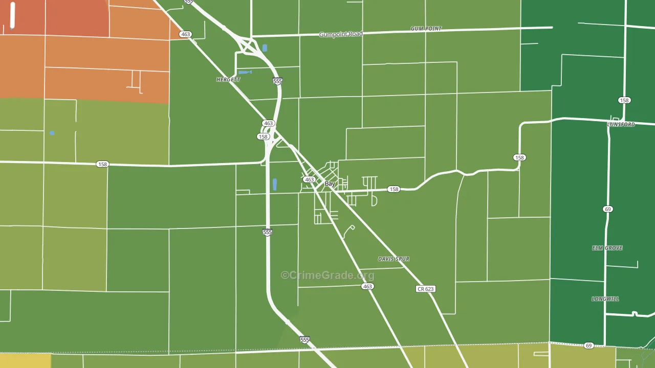 Bay, AR Map of Vehicle Theft Rates