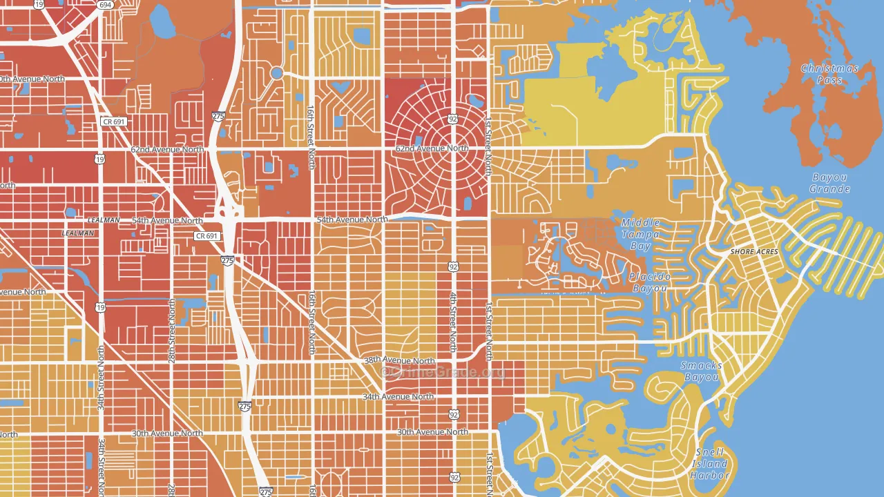 Bay Breeze Cove, St. Petersburg, FL Map of Vehicle Theft Rates