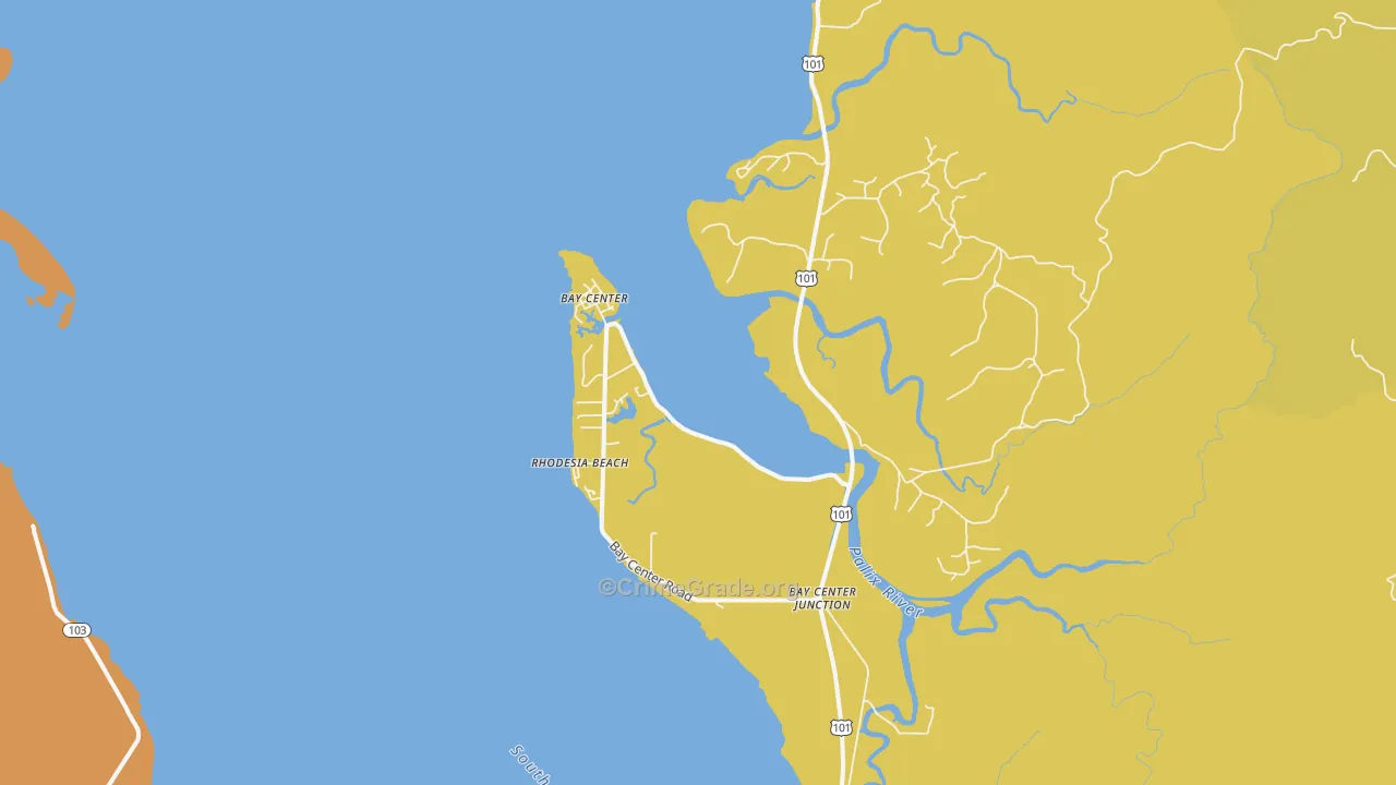 Bay Center, WA Map of Vehicle Theft Rates