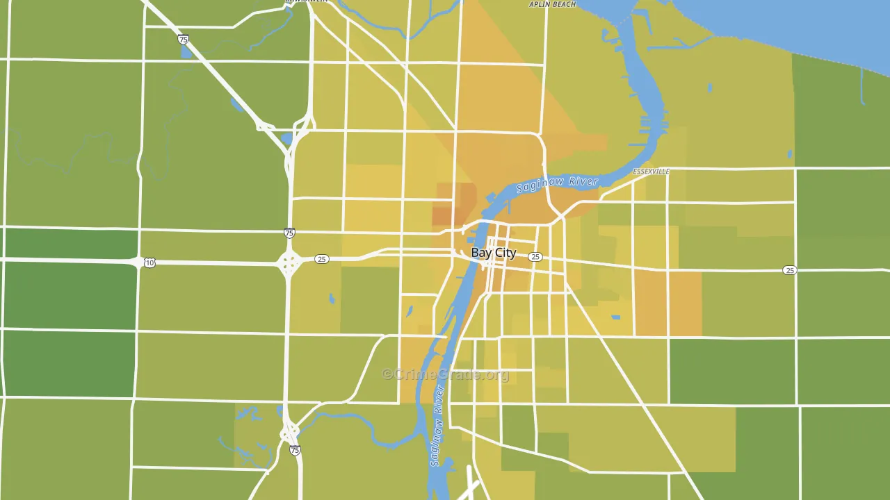 Bay City, MI Map of Vehicle Theft Rates