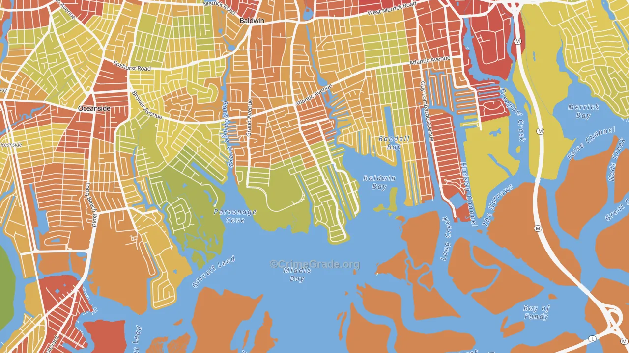 Bay Colony, Baldwin Harbor, NY Map of Vehicle Theft Rates