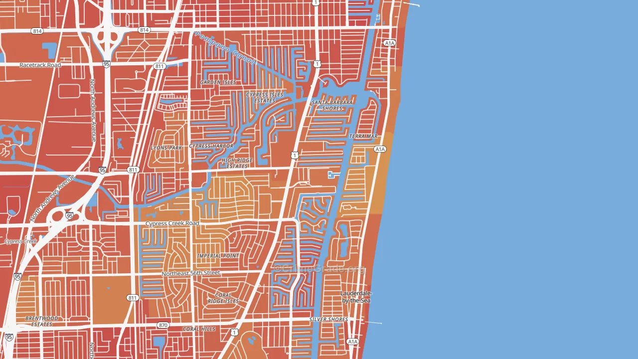 Bay Colony, Fort Lauderdale, FL Map of Vehicle Theft Rates