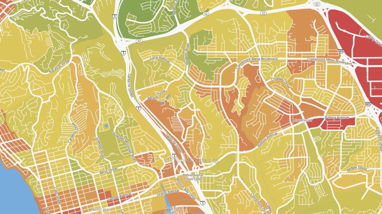 Bay Ho, San Diego, CA Map of Vehicle Theft Rates