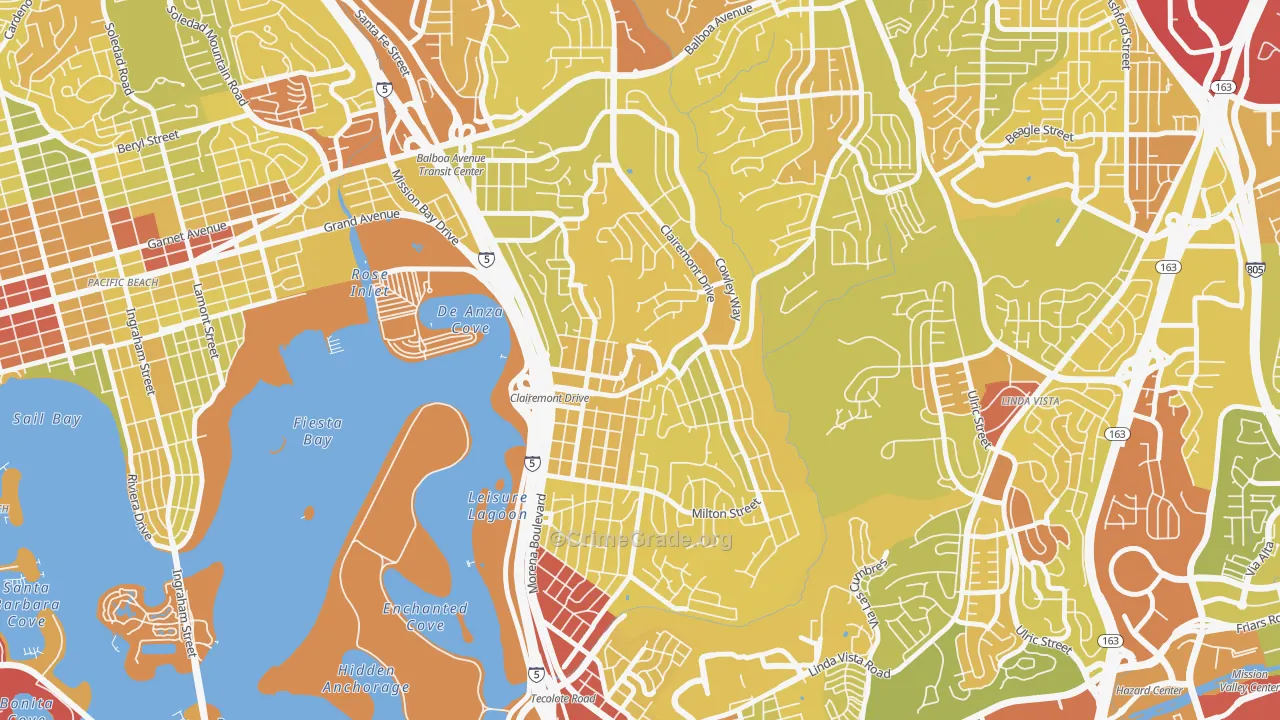 Bay Park, San Diego, CA Map of Vehicle Theft Rates